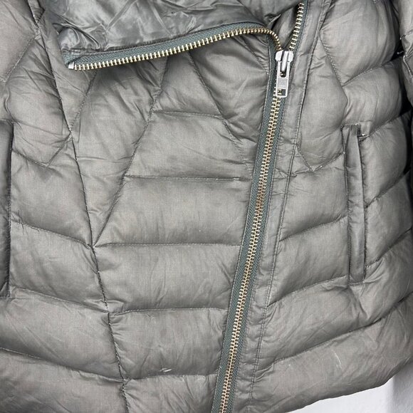 Helmet Lang Olive Green Asymmetrical Zip Front Hooded Puffer Jacket Size Small - Picture 5 of 15